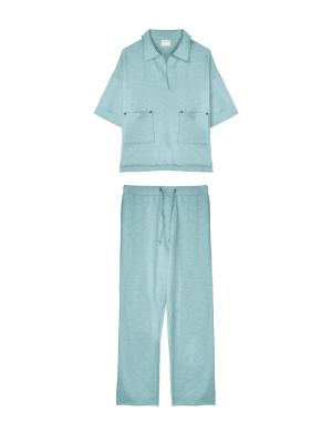 Collar With Metal Snaps Set | Ocean Blue