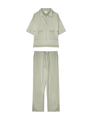 Collar With Metal Snaps Set | Grey