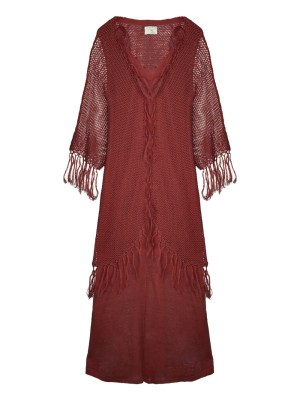 Knitted Cardigan & Dress Set | Burgundy
