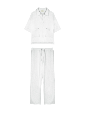 Collar With Metal Snaps Set | White