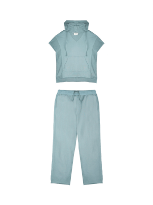 Short Sleeve Hooded Set | Storm Cloud