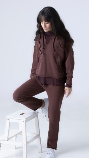 Turtle Neck Hoodie Set | Maroon