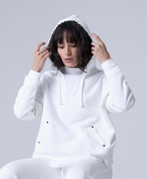 Turtle Neck Hoodie Set | White