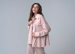 Flared Buttoned Set | Pink